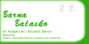 barna balasko business card